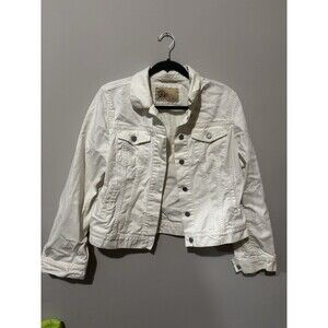 GAP 1969 White Denim Jacket Button-Up Pockets Size Large